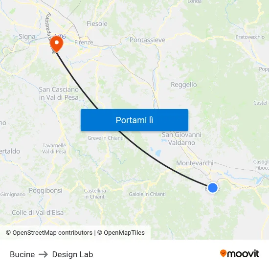 Bucine to Design Lab map