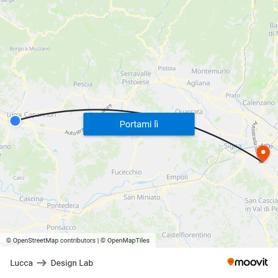 Lucca to Design Lab map