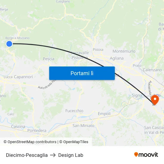 Diecimo-Pescaglia to Design Lab map