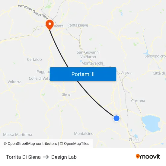 Torrita Di Siena to Design Lab map