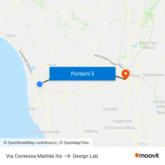 Via Contessa Matilde Itis to Design Lab map