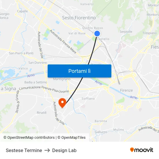 Sestese Termine to Design Lab map