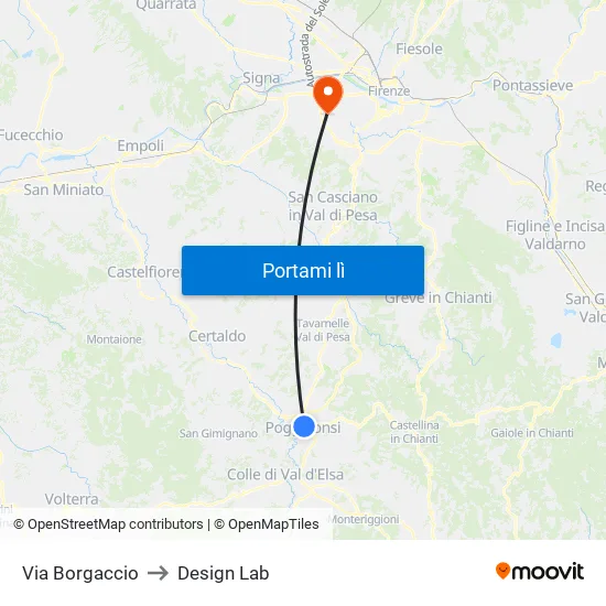 Via Borgaccio to Design Lab map