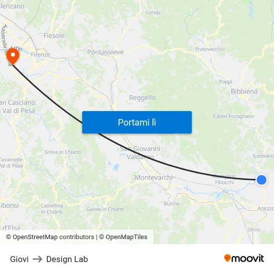 Giovi to Design Lab map