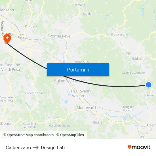Calbenzano to Design Lab map