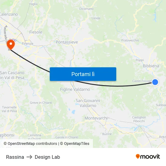 Rassina to Design Lab map