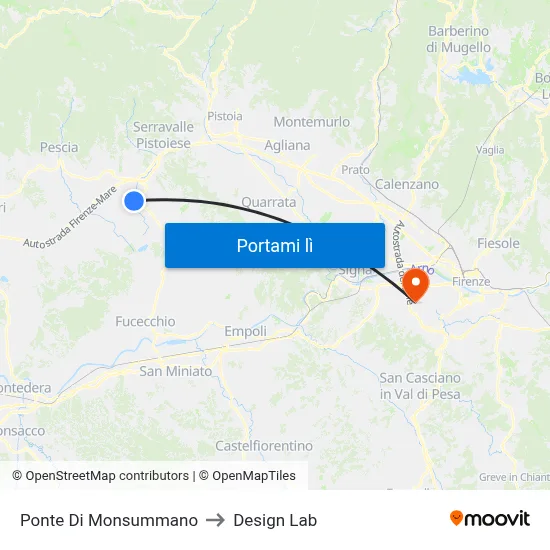 Ponte Di Monsummano to Design Lab map