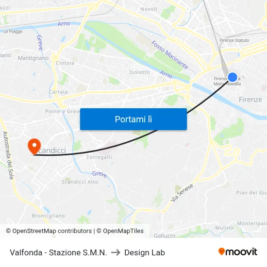 Valfonda - Stazione S.M.N. to Design Lab map