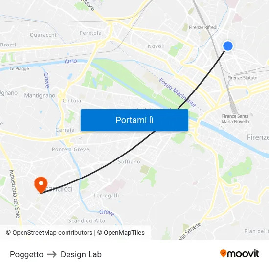 Poggetto to Design Lab map