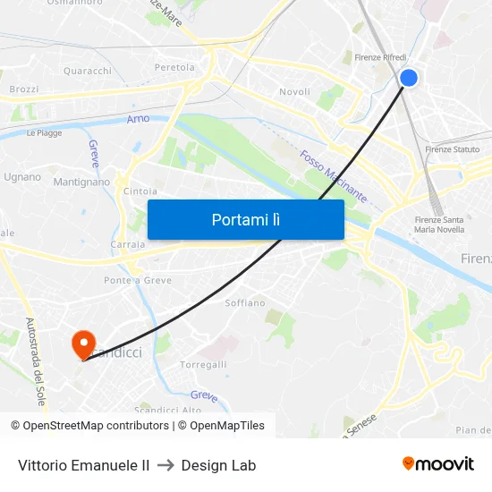 Vittorio Emanuele II to Design Lab map