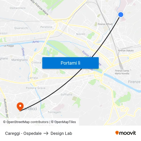 Careggi - Ospedale to Design Lab map