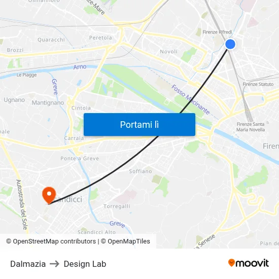 Dalmazia to Design Lab map
