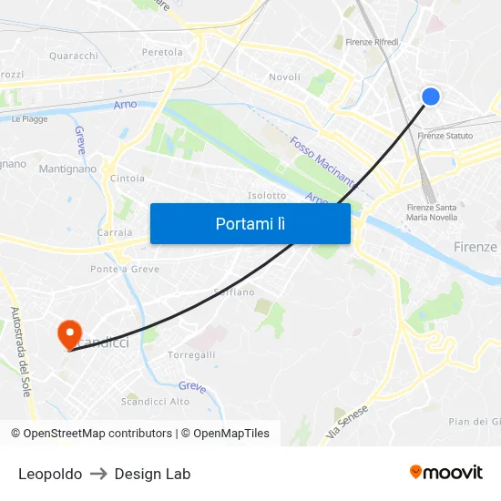 Leopoldo to Design Lab map