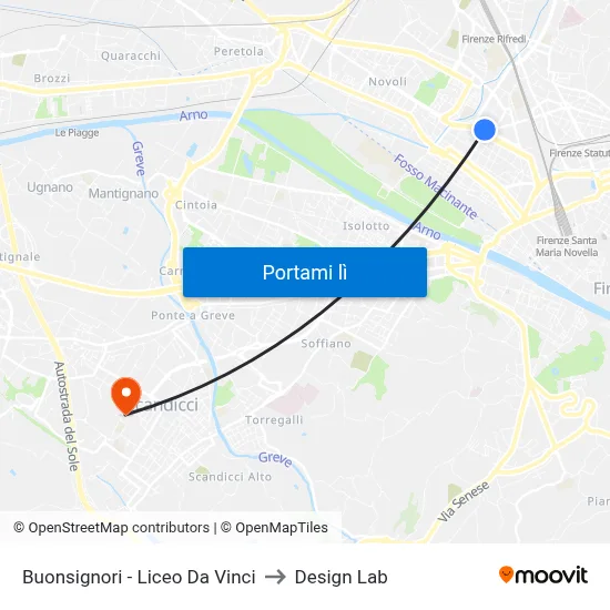 Buonsignori - Liceo Da Vinci to Design Lab map
