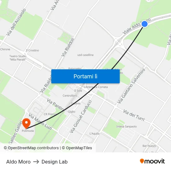 Aldo Moro to Design Lab map