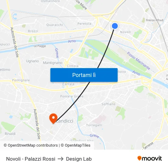 Novoli - Palazzi Rossi to Design Lab map