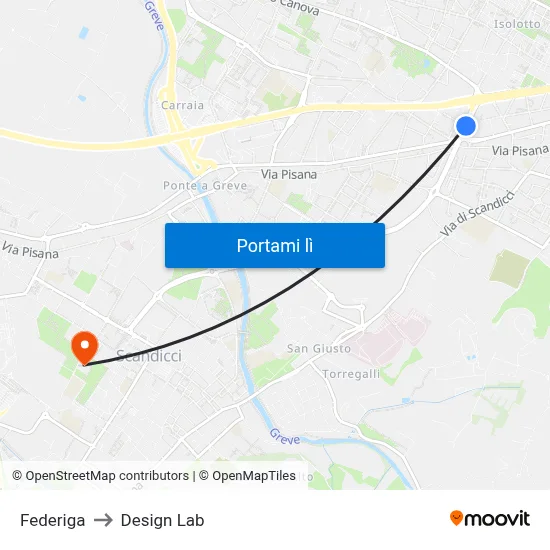 Federiga to Design Lab map
