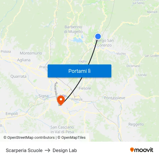 Scarperia Scuole to Design Lab map