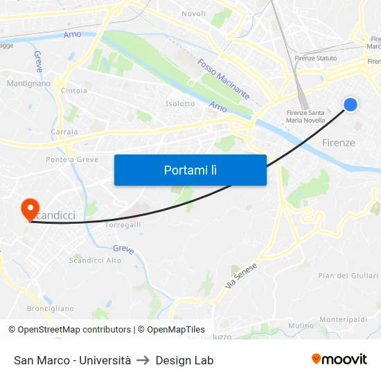 San Marco - Università to Design Lab map
