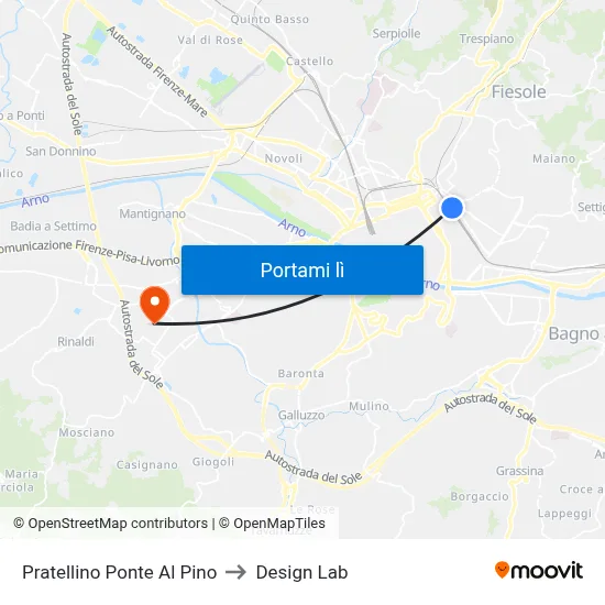 Pratellino Ponte Al Pino to Design Lab map
