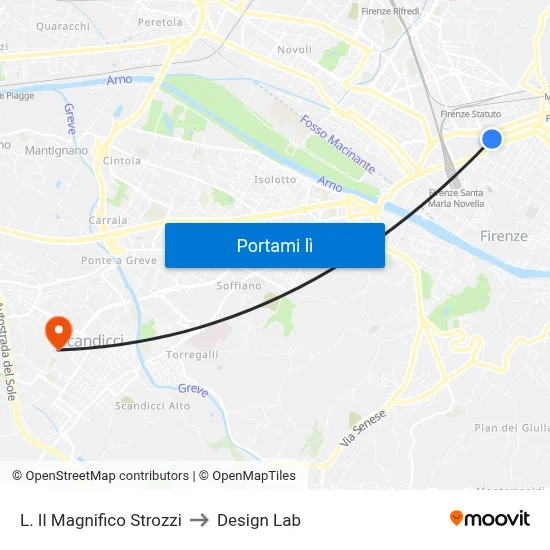 L. Il Magnifico Strozzi to Design Lab map