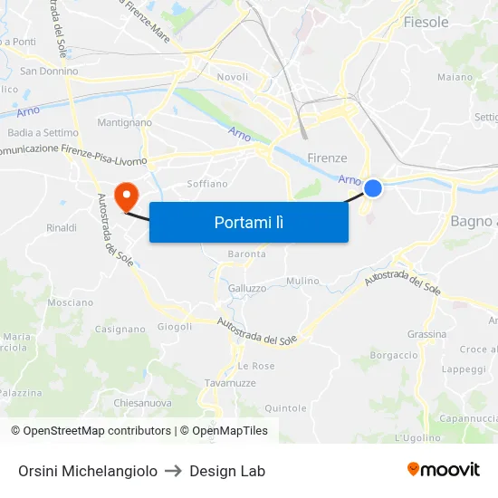 Orsini Michelangiolo to Design Lab map