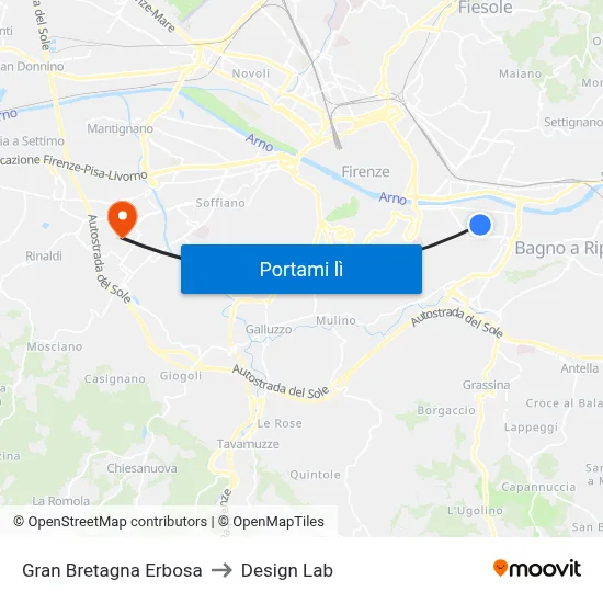 Gran Bretagna Erbosa to Design Lab map
