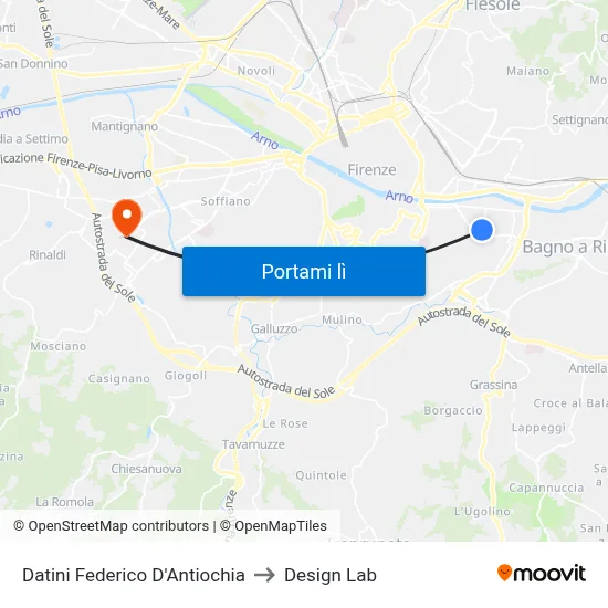 Datini Federico D'Antiochia to Design Lab map