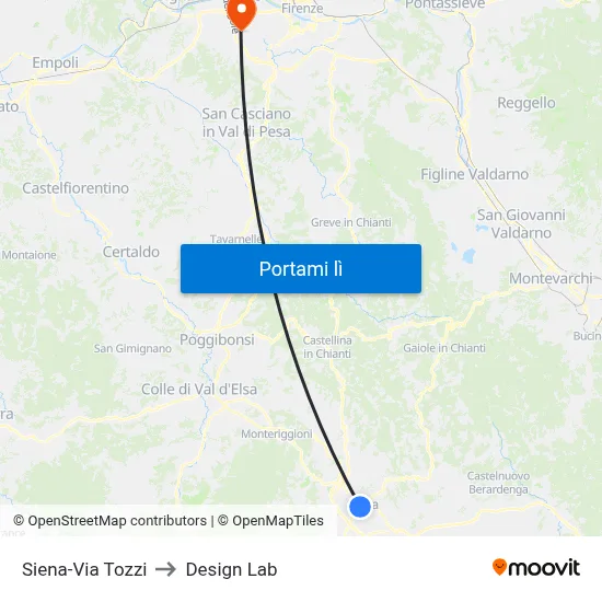 Siena-Via Tozzi to Design Lab map