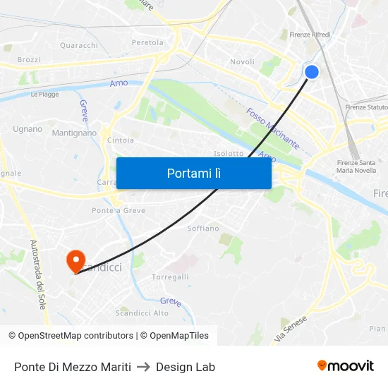 Ponte Di Mezzo Mariti to Design Lab map