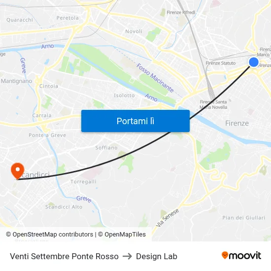 Venti Settembre Ponte Rosso to Design Lab map