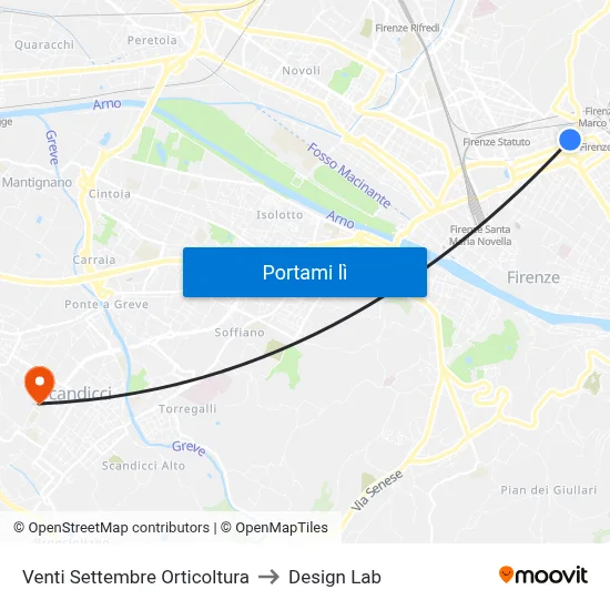 Venti Settembre Orticoltura to Design Lab map
