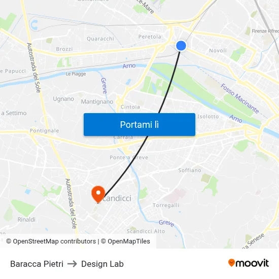 Baracca Pietri to Design Lab map