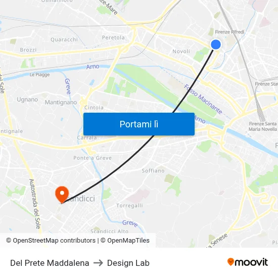 Del Prete Maddalena to Design Lab map