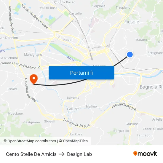 Cento Stelle De Amicis to Design Lab map