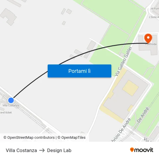 Villa Costanza to Design Lab map