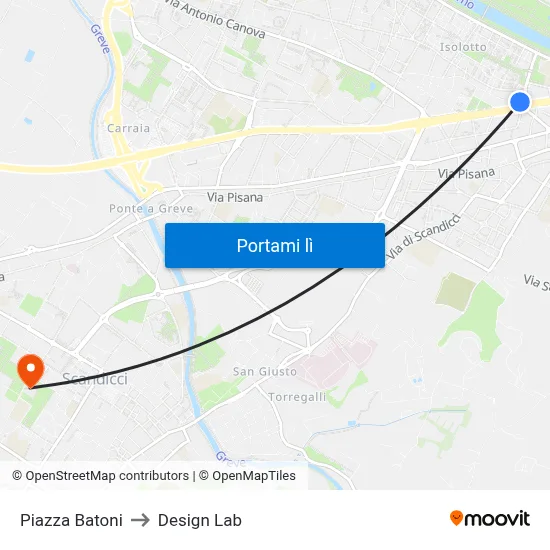 Piazza Batoni to Design Lab map