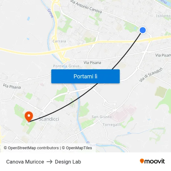 Canova Muricce to Design Lab map