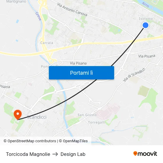 Torcicoda Magnolie to Design Lab map