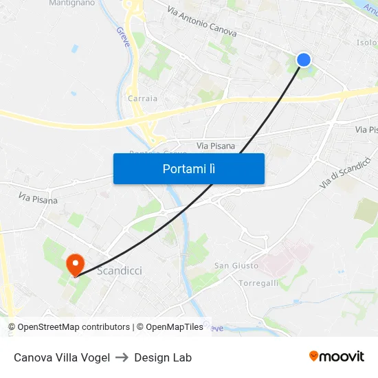 Canova Villa Vogel to Design Lab map