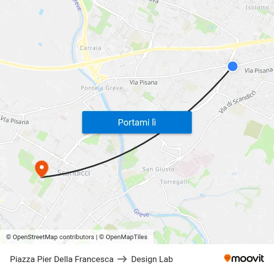 Piazza Pier Della Francesca to Design Lab map