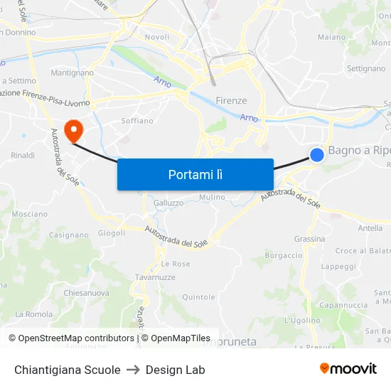 Chiantigiana Scuole to Design Lab map