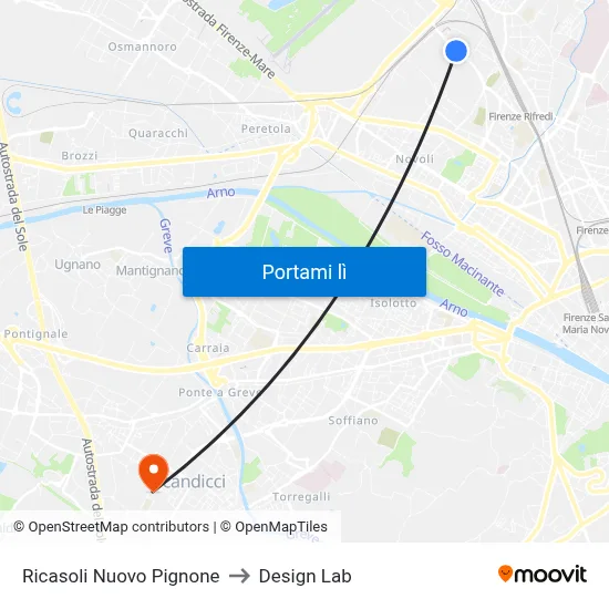 Ricasoli Nuovo Pignone to Design Lab map