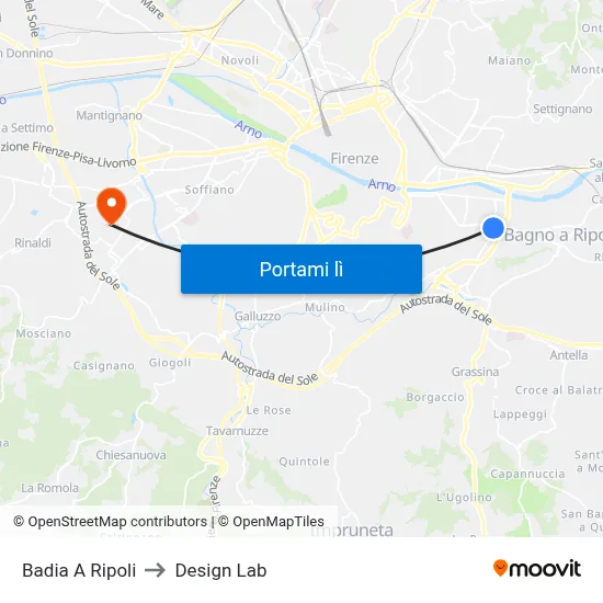 Badia A Ripoli to Design Lab map