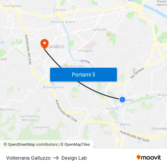 Volterrana Galluzzo to Design Lab map