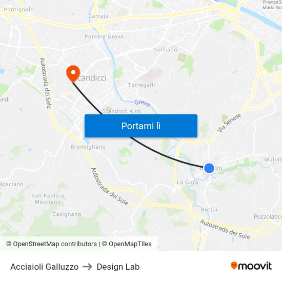 Acciaioli Galluzzo to Design Lab map