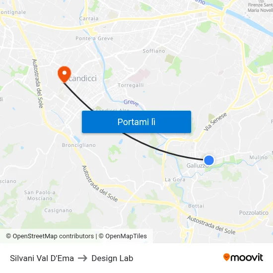 Silvani Val D'Ema to Design Lab map