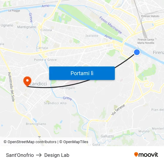 Sant'Onofrio to Design Lab map