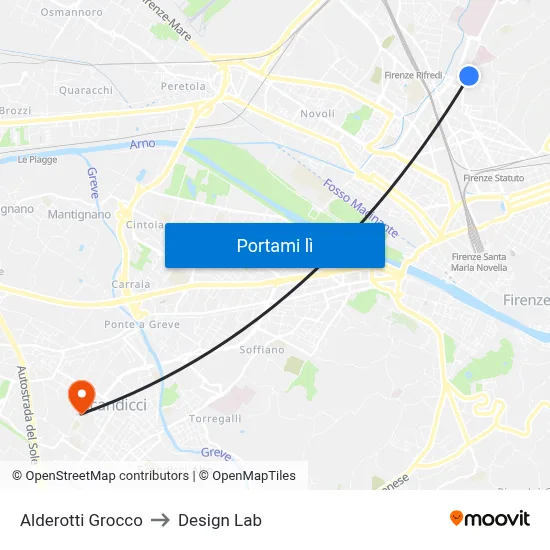 Alderotti Grocco to Design Lab map