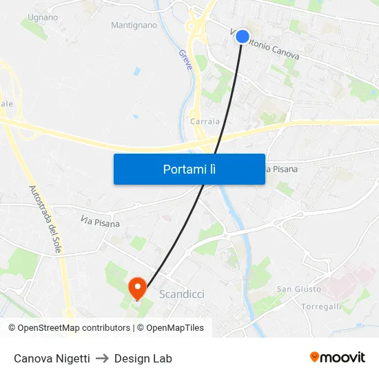 Canova Nigetti to Design Lab map
